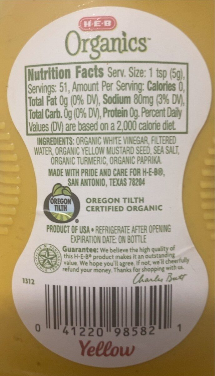 Organics yellow mustard - Product