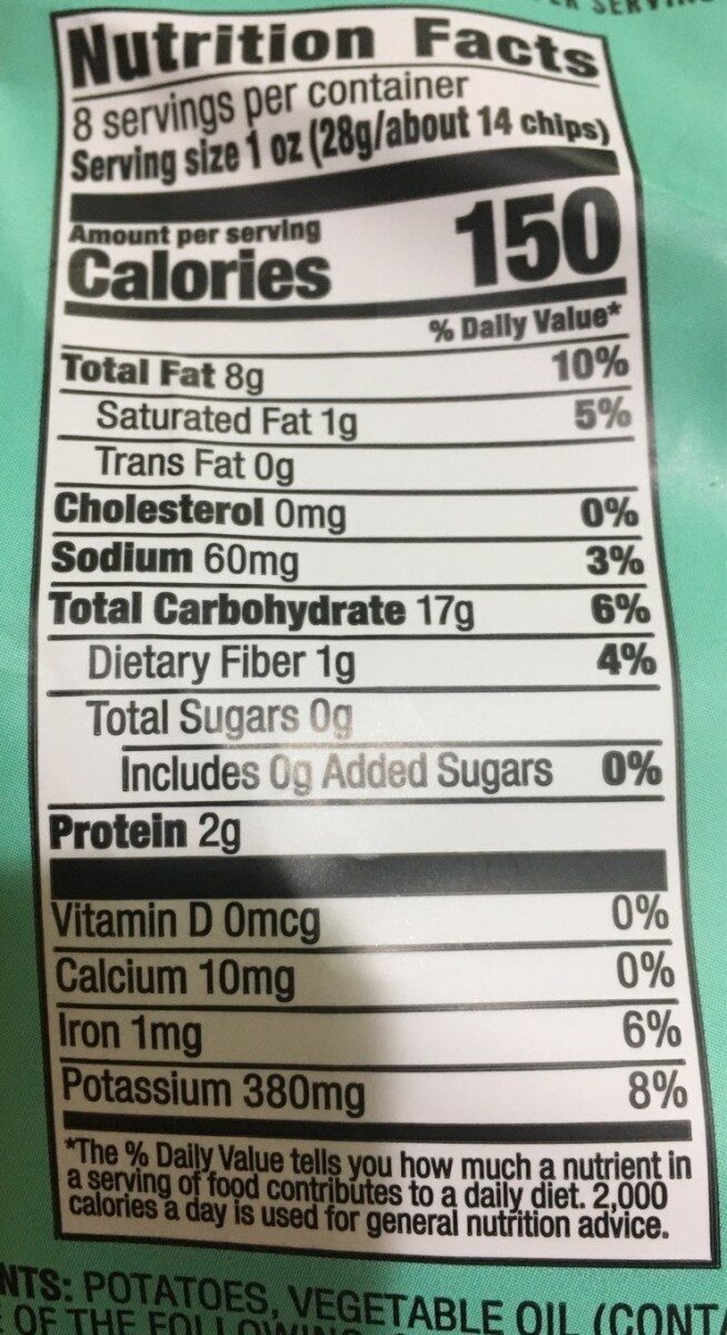 Kettle cooked potato chips - Nutrition facts