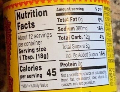 Hoisin Sauce - Nutrition facts