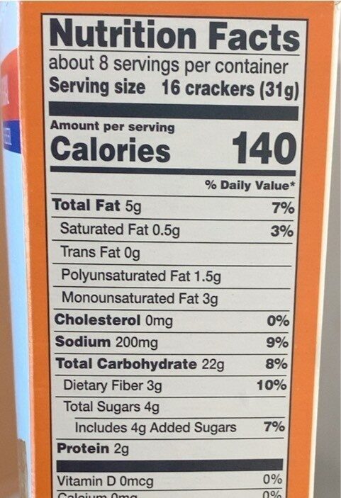 Thin Wheat Crackers - Nutrition facts
