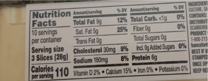 Wicked sharp cheddar - Nutrition facts