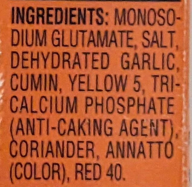 Coriander & Annatto Seasoning - Ingredients