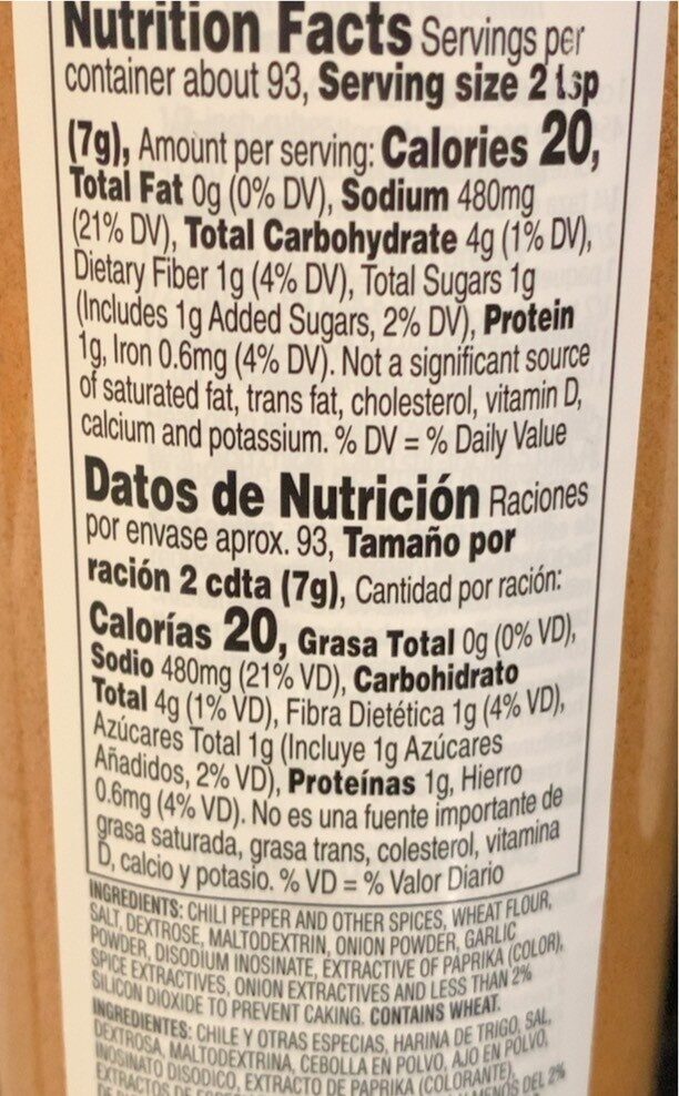 Taco seasoning blend - Nutrition facts
