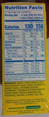 Calories in Concord Foods Chiquita, Banana Bread Mix
