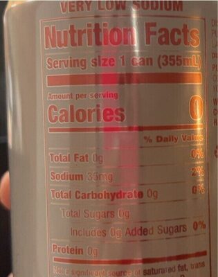 Diet cola - Nutrition facts