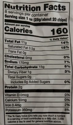 potato chips - Nutrition facts