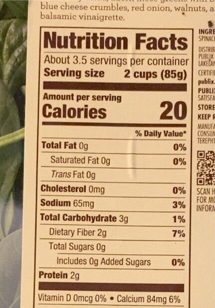 Baby Spinach - Nutrition facts