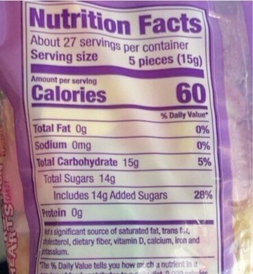 large conversation hearts - Nutrition facts