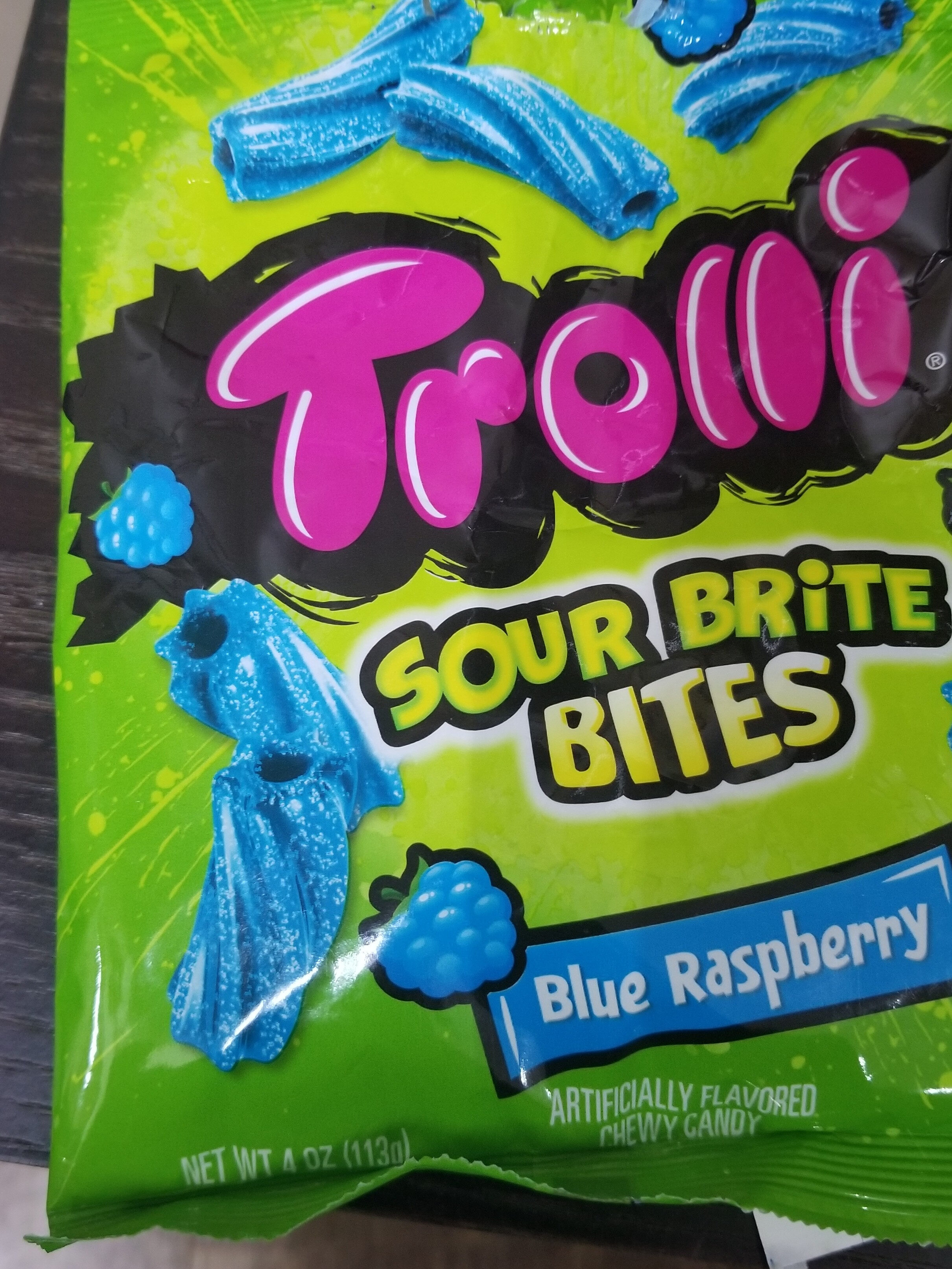 Trolli, sour brite bites chew candy, blue raspberry - Product