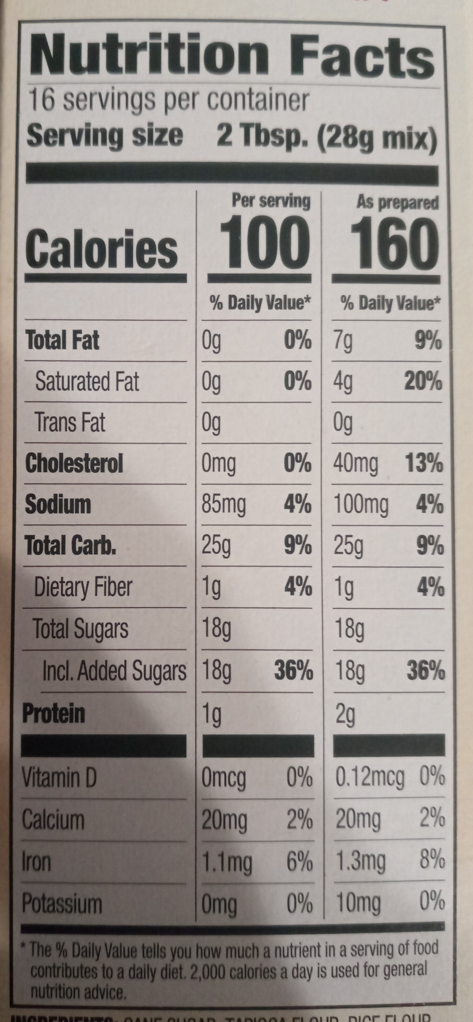 Chocolate fudge brownie mix - Nutrition facts