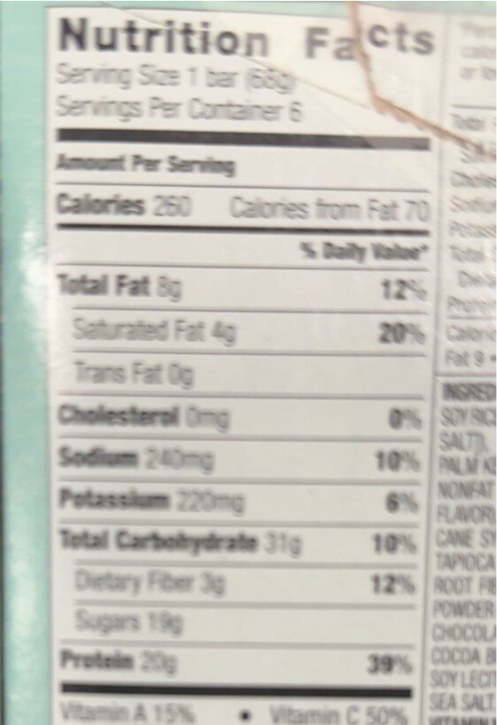 High protein bar - Nutrition facts