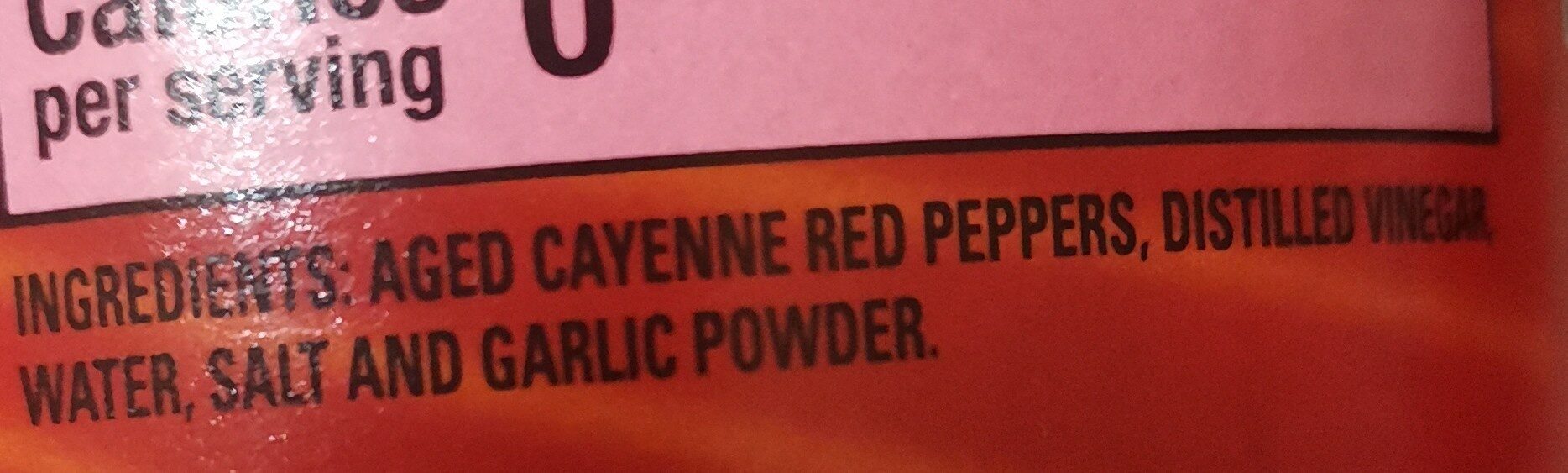 Original cayenne pepper sauce - Ingrédients - en