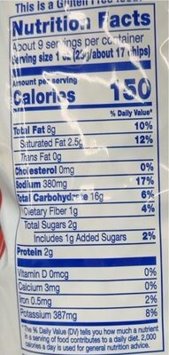 Fiche nutrition Red hot bbq potato chips Better Made 