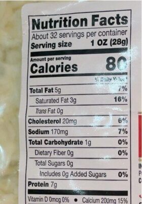 Frigo shredded - Nutrition facts