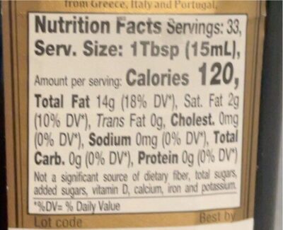 Gold selection extra virgin olive oil - Nutrition facts