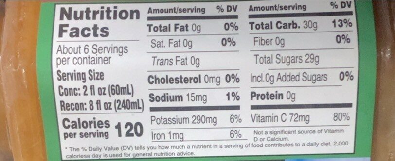 Apple Juice Frozen Concentrated Apple Juice - Nutrition facts