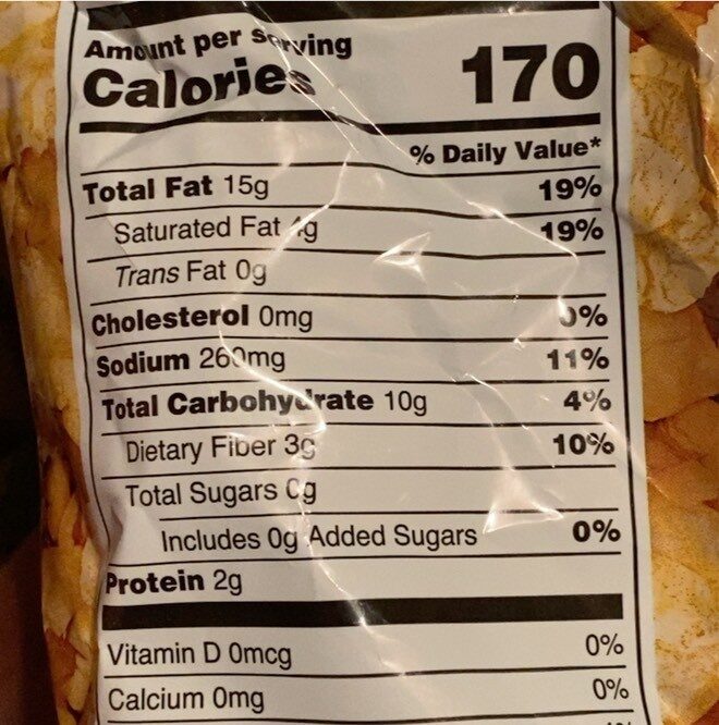 Butter popcorn - Nutrition facts