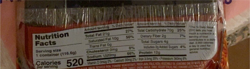 Yakisoba spicy chicken flavor - Nutrition facts