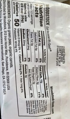 Woodstock organic peas & carrots - Nutrition facts