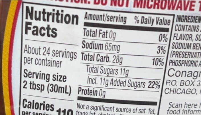 Syrup - Nutrition facts