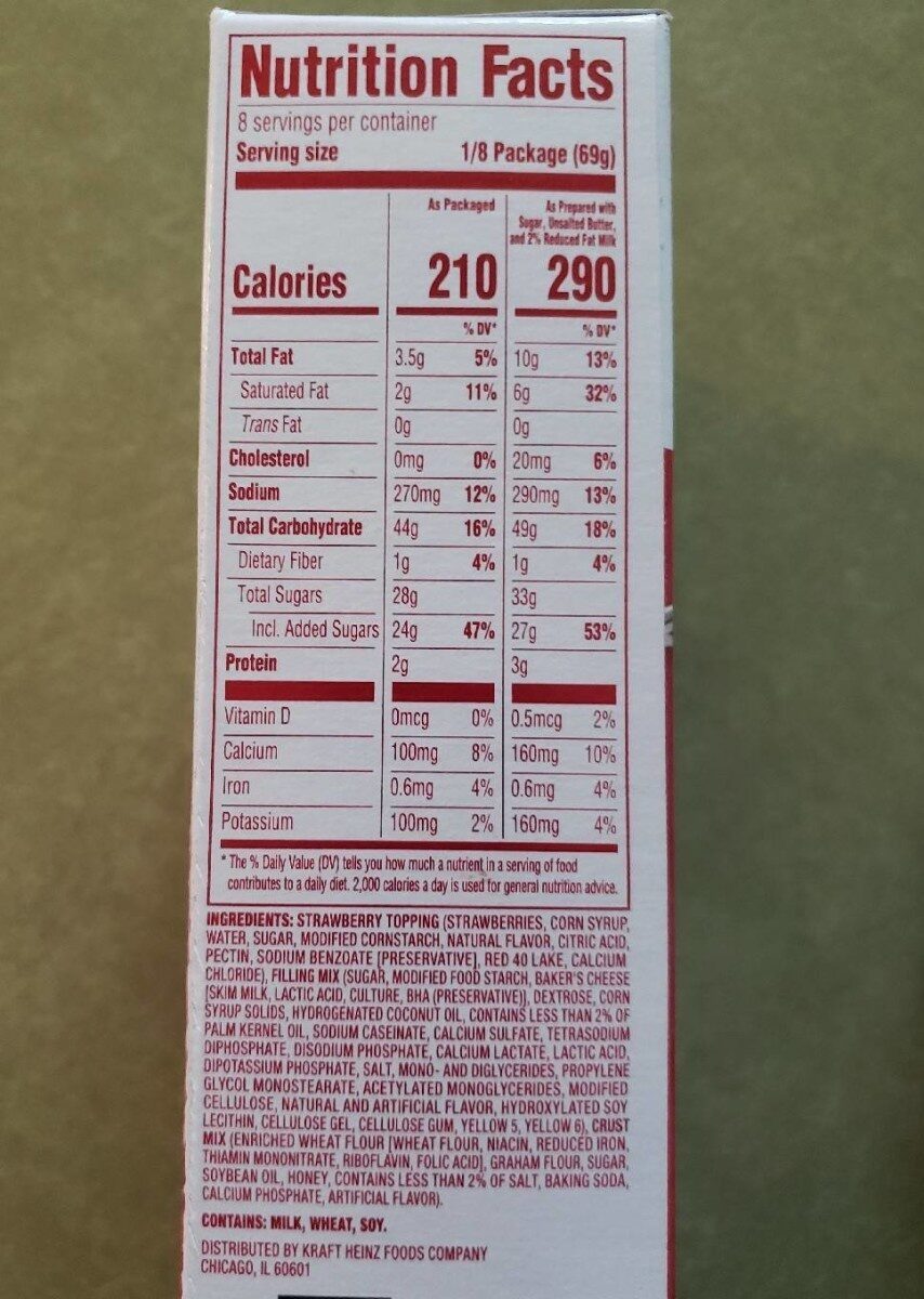 Strawberry no bake cheesecake dessert kit - Nutrition facts