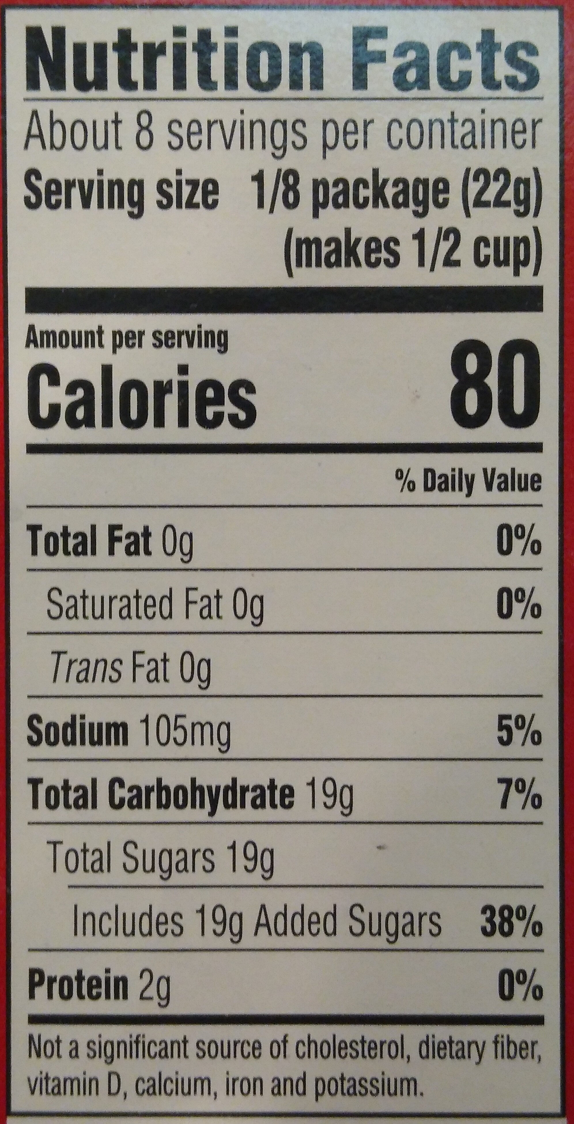 Jell-O Cherry - Nutrition facts
