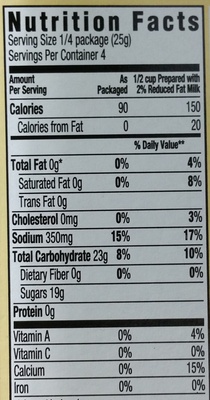 Jell-o vanille - Nutrition facts