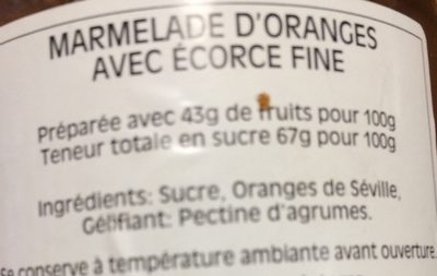 Marmelade d'Orange - Ingredients - fr