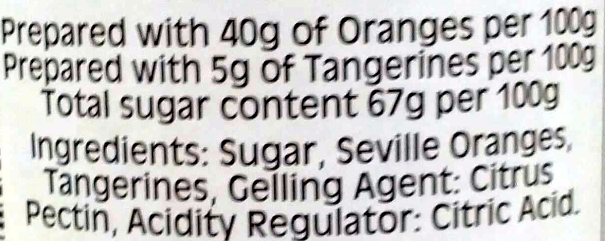 Sons Ltd Tiptree Orange & Tangerine Marmalade Fine Cut Peel - Ingrédients - en