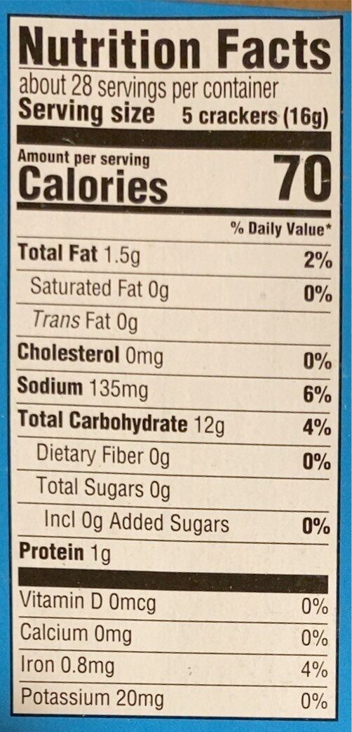 Original saltine crackers - Nutrition facts