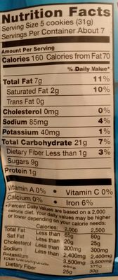 Nabisco chips ahoy! lunchbox cookies snak saks mini 1x8 oz - Nutrition facts