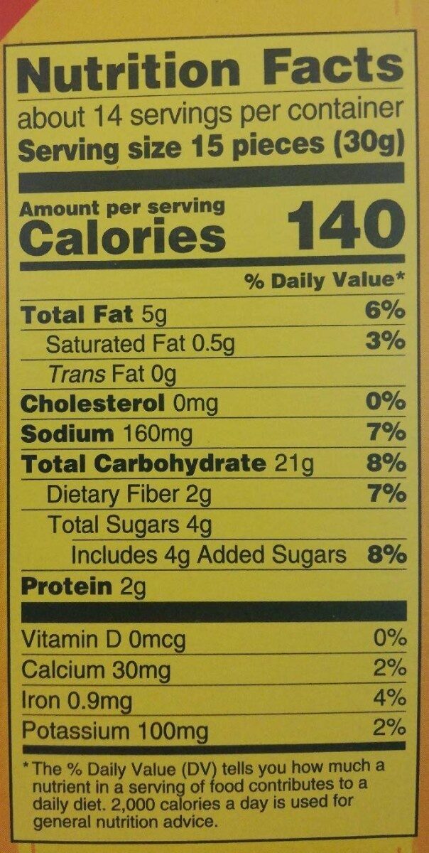 Sundried Tomato & Basil Wheat Thins - Nutrition facts