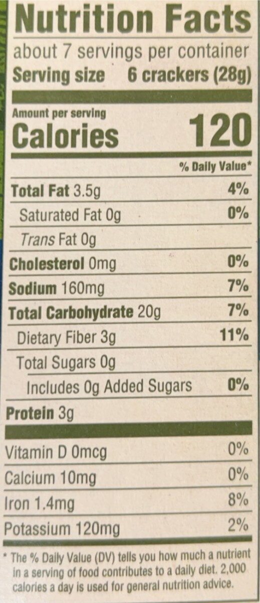 Organic original crackers - Nutrition facts
