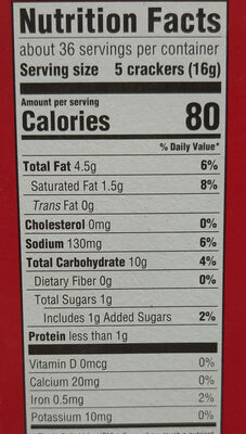 Ritz Crackers Original - Nutrition facts