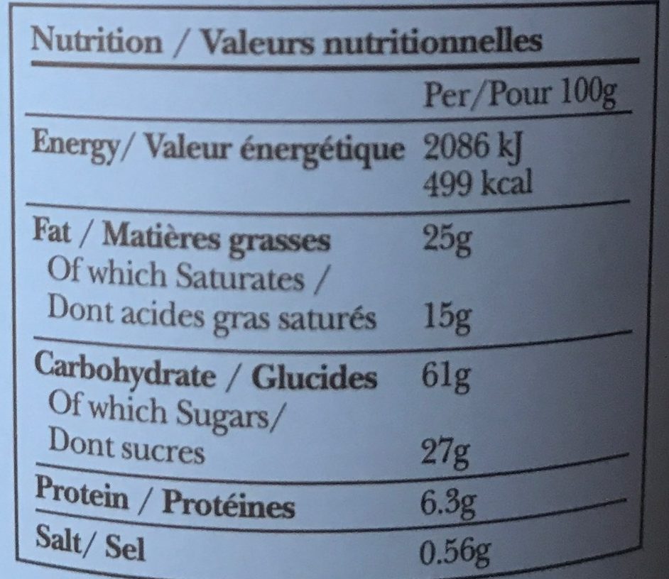 All Butter Honey & Oat Biscuits - Nutrition facts - fr
