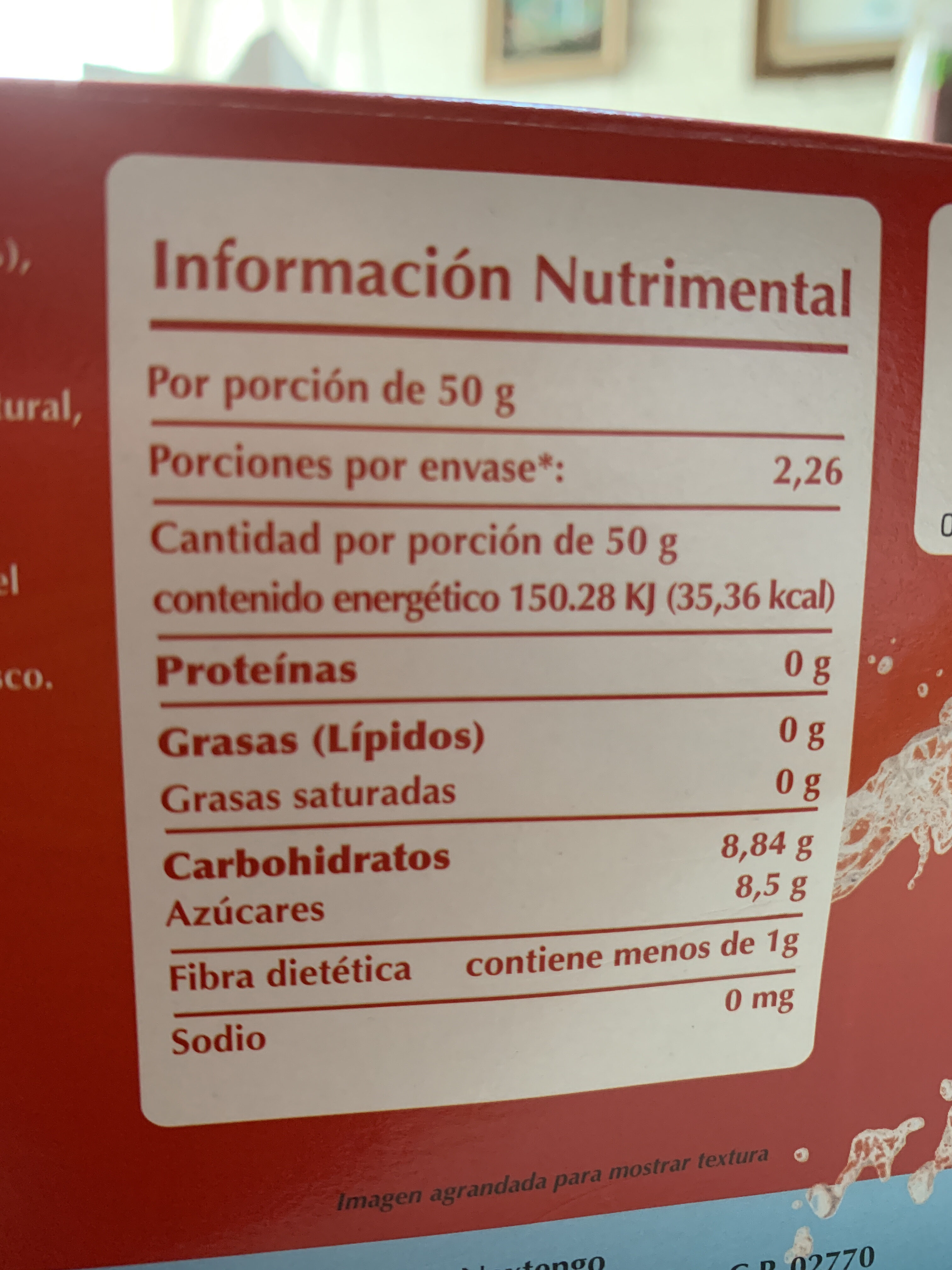 Frutas mixtas - Información nutricional