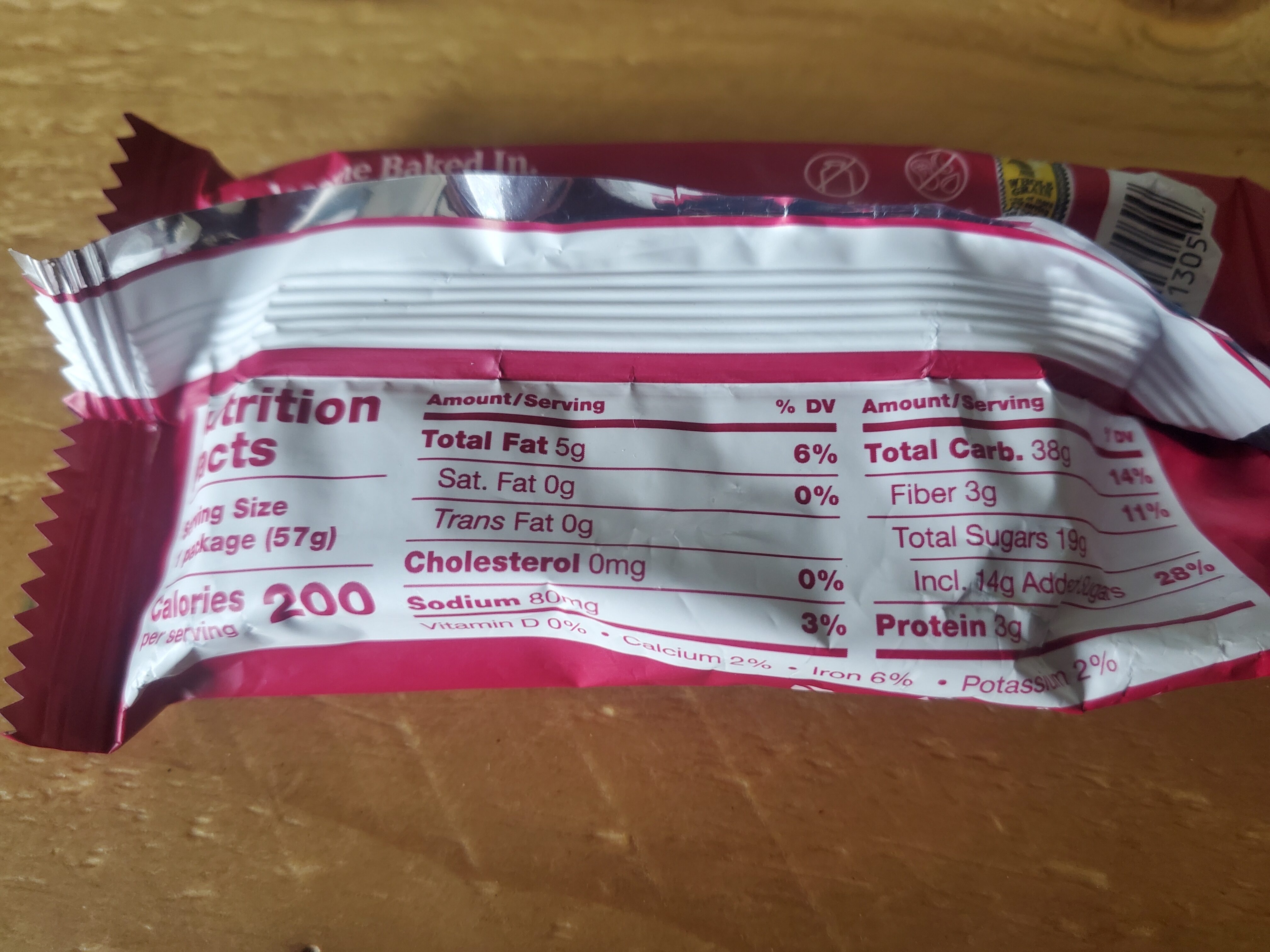 Fig Bar Raspberry - Nutrition facts