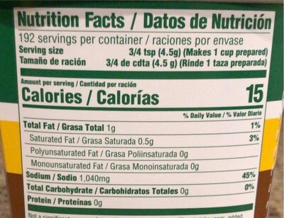 Beef Flavor Base - Nutrition facts