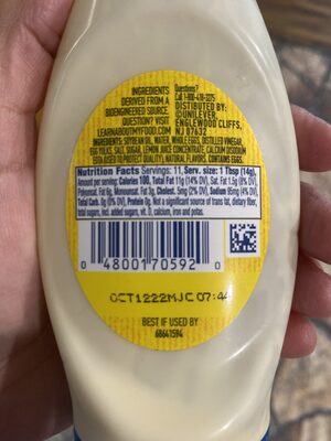 Real mayonnaise - Nutrition facts
