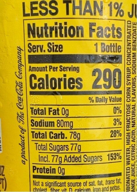 Citrus flavored soda - Nutrition facts