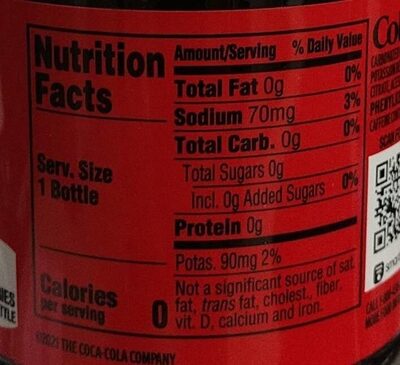 Coca-Cola zero sugar - Nutrition facts