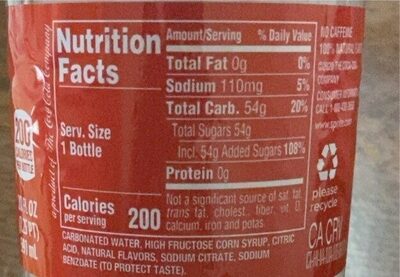 Naturally lemon lime & cherry flavored soda with - Nutrition facts