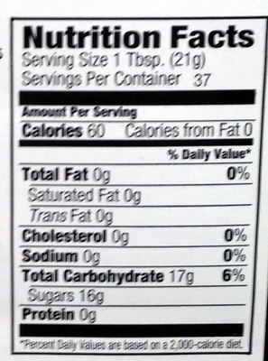 100% Pure Honey - Nutrition facts