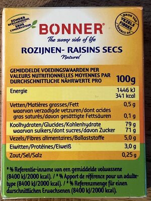 Raisins secs - Tableau nutritionnel