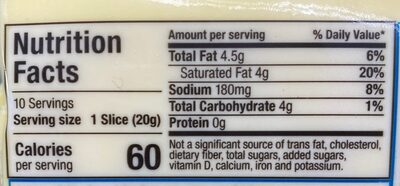 Dairy-free provolone - Nutrition facts