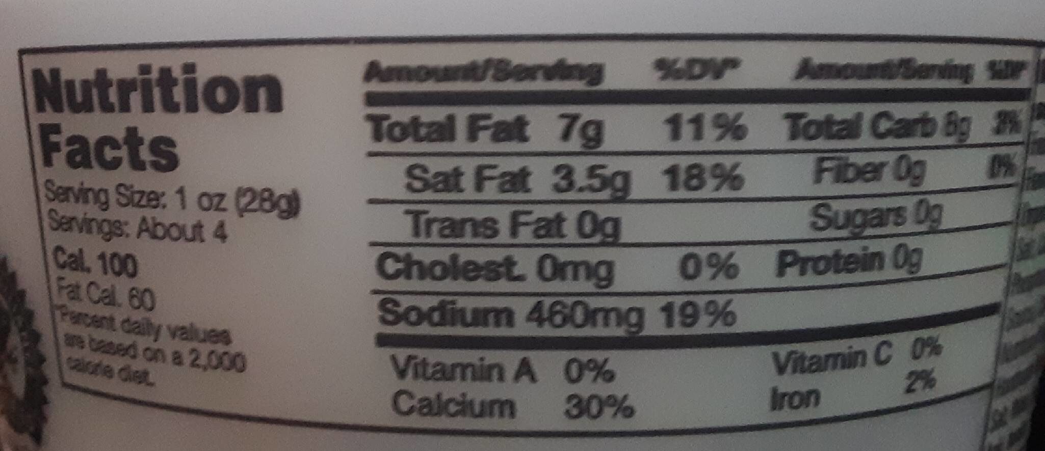Shredded Cheese Alternative - Nutrition facts
