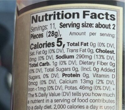 Fiche nutrition Hot pickled okra  16 oz