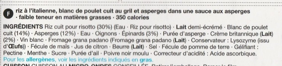 Chicken and asparagus risotto - Ingrediënten - fr