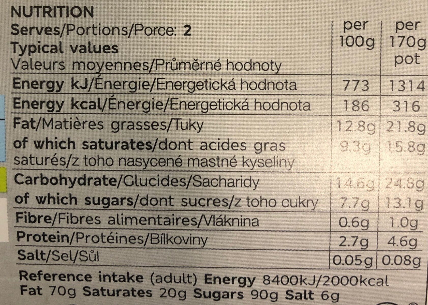 2 cloted cream Rice puddings - Nutrition facts - fr