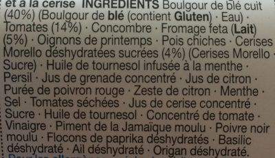 Salade de boulgour, de blé, tomates, feta et cerises - Ingredients - fr